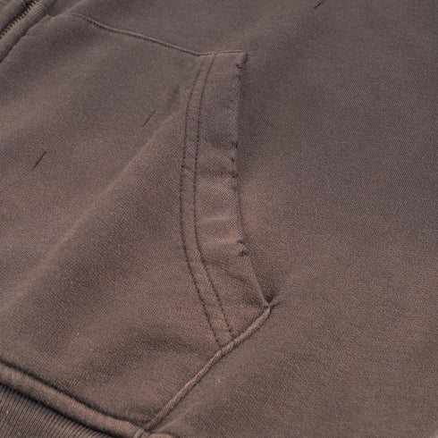 Lunar Enigma - Ultra Heavyweight Post-Apocalyptic Aesthetic Hand-Frayed Monkey Washed Zip Hoodie